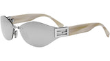 Baguette Silver Geometric Sunglasses