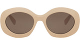 Triomphe Beige Round Sunglasses