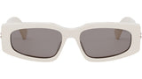 B.zero1 White Rectangular Sunglasses