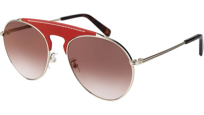 Leather Metal Gold Pilot Sunglasses