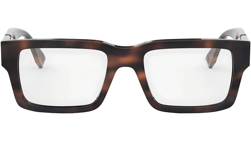 Fendi Diagonal Havana Rectangular Eyeglasses