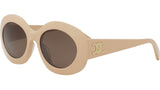 Triomphe Beige Round Sunglasses