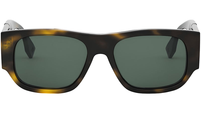 Fendi Diagonal Havana Rectangular Sunglasses