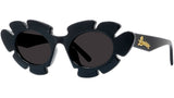 Curvy Black Geometric Sunglasses