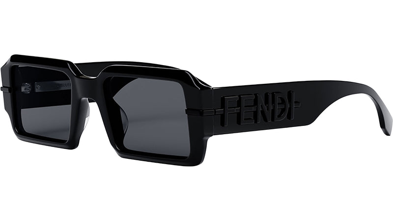 Fendigraphy Solid Black Rectangular Sunglasses