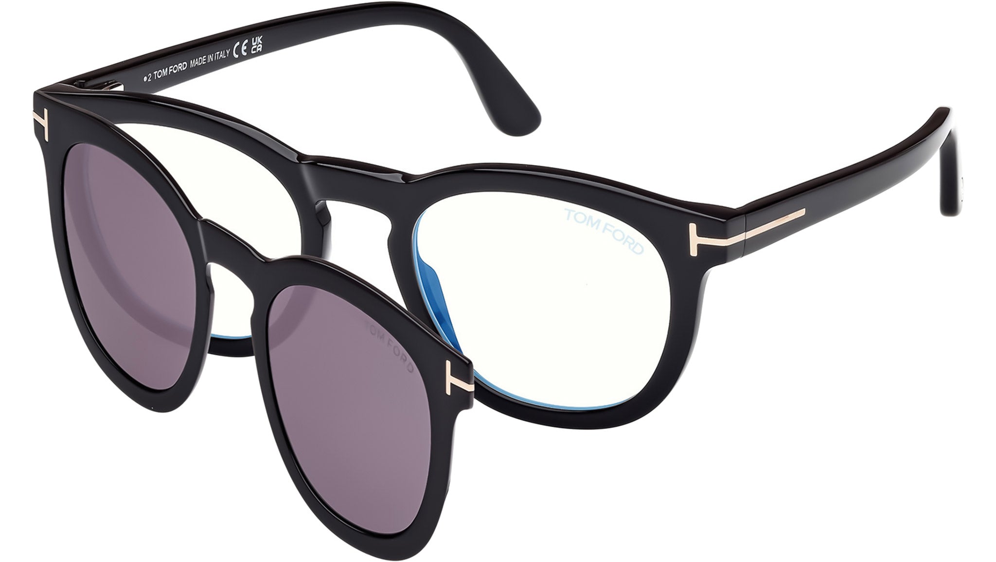 Occhiali da vista Tom Ford FT5993-B Clip-on 001 Nero Lucido