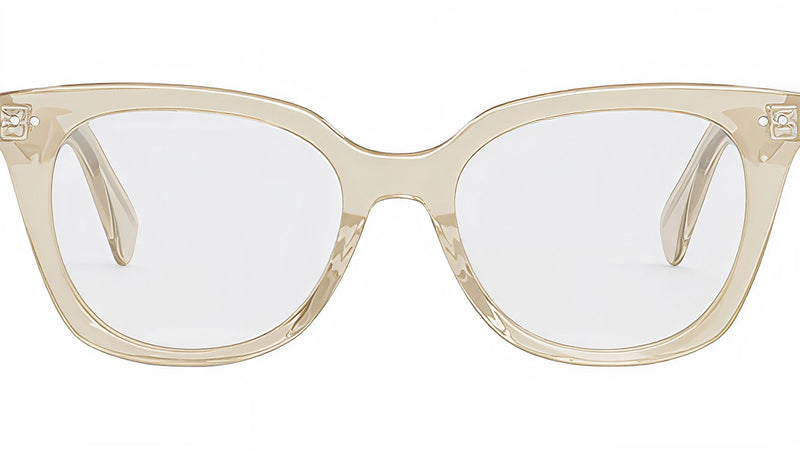 Thin 2 Dots Beige Square Eyeglasses