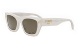 Fendi Roma White Rectangular Sunglasses