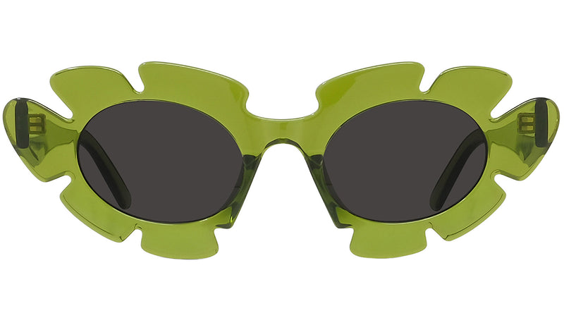 Curvy Green Geometric Sunglasses